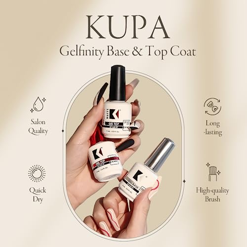 KUPA GelFinity - Soak Off Gel - Top Coat Glossy Finish (No-Wipe) 8.0 Fl Oz
