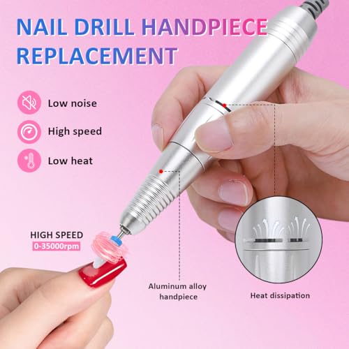 Nail Drill Handpiece Replacement,Nail Art Drill Handpiece Nail Drills Handle Machine Electric Acrylic Gel Nail Polishing Sanding Replacement Handle