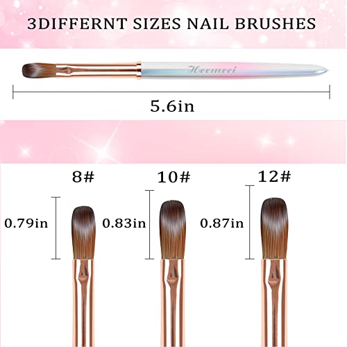 Acrylic Nail Brush Size 12, 100% Pure Kolinsky Nail Art Brush, Sturdy Handle Acrylic Powder Design Tools for Professional Manicure DIY Home Salon (12#)