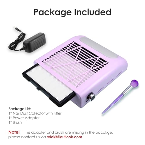 Nail Dust Collector for Arylic Gel Nail, 80W Nail Vacuum Dust Collector Extractor with Reusable Filter & Brush, Adjustable Electric Nail Fan Cleaner Machine for Nail Tech Manicure, Low Noise