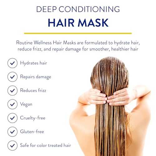 Routine Wellness Deep Conditioning Hair Mask for Dry Damaged Hair - Hydrating, Moisturizing Repair Treatment - Promotes Fullness - Coconut & Vanilla 8oz