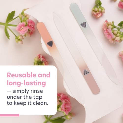 BONA Fide Beauty Czech Glass Nail File Set 3-Pieces, Muted Fall Colors Nail Filers - Reusable Nail Care, Lovely Gifts for Bridesmaid, Travel Beauty Tool
