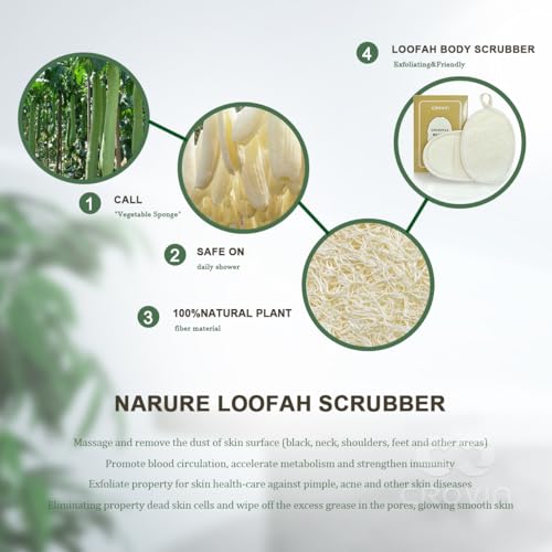 Natural Loofah Exfoliating Body Scrubber, Made with Natural Shower Loofah Sponge for Men and Women’s SPA - Pack of 6 Exfoliating Loofah Sponge Package,Perfect for Bath Shower
