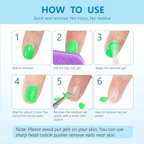 Gel Polish Remover for Nails (3Pack), Nail Polish Remover Tools Quick & Easy Remove Gel Polishs in 3-5 Minutes at Home, Don't Hurt Nails