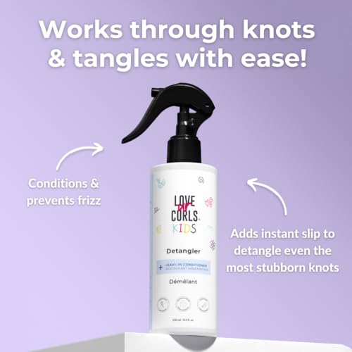 Love Ur Curls Kids Detangler Leave in Conditioner Spray, Pediatrician Approved, Moisturizing, Hydrates and Conditions, Vegan, Easy to Detangle Curly Hair, Sulfate & Paraben Free, 250mL