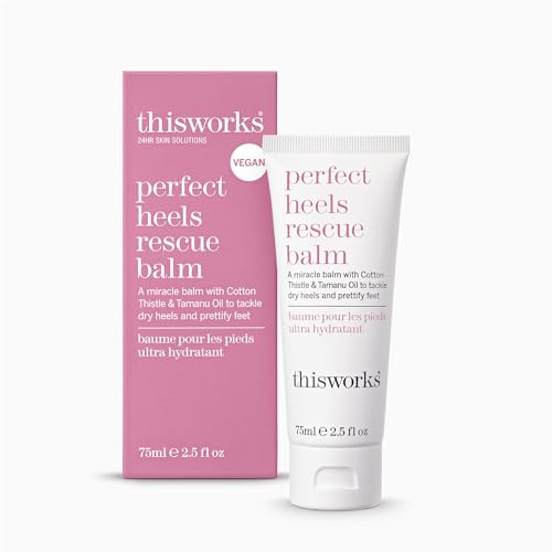 This Works Perfect Heels Rescue Balm: A Natural Vegan Formula to Nourish, Repair and Moisturise with Cotton Thistle, Lemon and Lavender Essential Oils, Silicone Free, 75ml