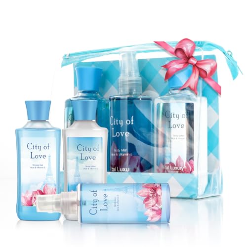 Bath and Body Gift Set for Women & Girls, City of Love Spa Set, Personal Self Care Travel Kit, 3PCS Set for - Shower Gel, Body Lotion, Body Mist- Birthday Mother's Day Gifts for Her
