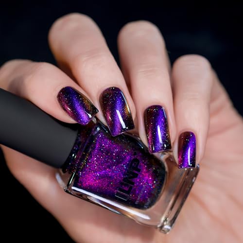 ILNP High Roller - Black-Based Purple Magnetic Holographic Nail Polish