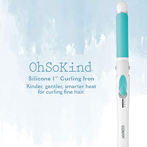 Conair OhSoKind For Fine Hair Curling Iron; 1-inch Curling Iron with Silicone Clip, 1-inch barrel produces classic curls – for use on short, medium, and long hair