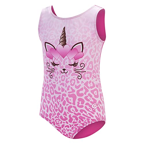 GK Stars Gymnastics & Dance Leotard for Girls and Toddlers - Activewear One Piece Outfit in Fun Colorful Prints (Child Extra Small, Caticorn Queen)