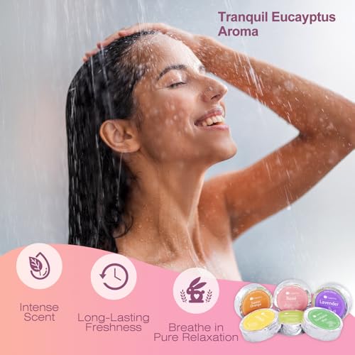 Shower Steamers Variety Pack – 8 Aromatherapy Shower Bombs with Essential Oils – Lavender, Eucalyptus, Citrus, Rose & Jasmine – Spa Gift for Women, Men, Mom, Dad – Individually Wrapped Tablets