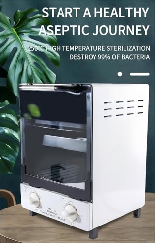 Sterilizer for Nail Tools, 12L Multifunctional High Temperature Cleaning Dry Box Stainless Steel with Temp Control, Tweezer Sterilizer, Stainless Trays, Timer, Nail Salon Equipment