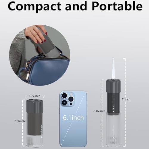 Portable Mini Water Flosser, Oral Irrigator Water Teeth Cleaner Pick with Telescopic Water Tank,3 Modes & IPX7 Waterproof, Home & Travel