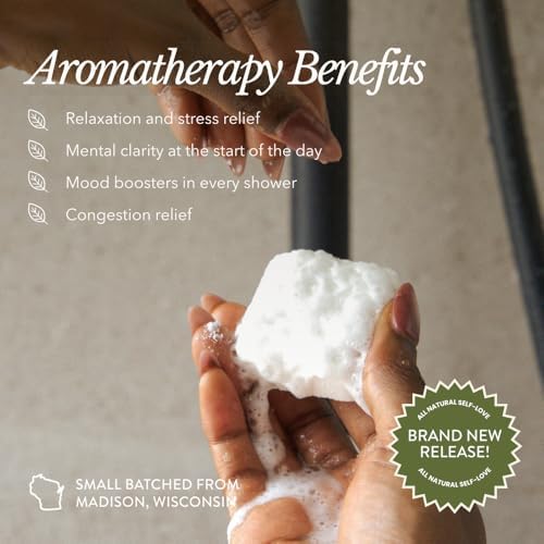 Bare Botanics Shower Steamers Aromatherapy 6 XL Cubes + Tray - Intensely Aromatic with Essential Oils & Natural Ingredients - 70% Bigger - Long-Lasting at-Home Spa Relaxation - Small-Batch Made in WI