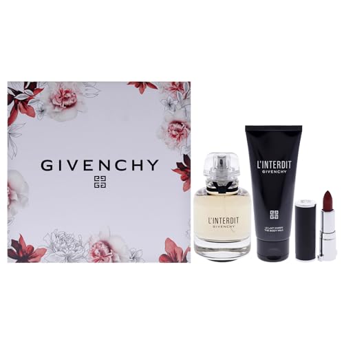 Givenchy LInterdit for Women - 3 Pc Gift Set 2.7oz EDP Spray, 2.5oz Body Milk, 0.05oz Lipstick