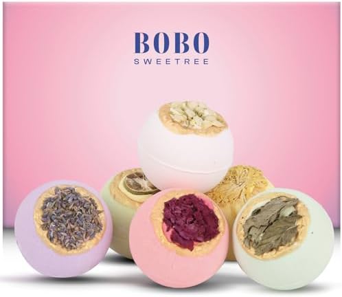 Bath Bombs for Women, Gift Set of 6 Fizzies Luxury Large Size with Real Flowers and Natural Organic Essential Oil, Self Care Gifts for Women, Mon, Daughter, Girlfriend, Kids,Pack of 6 (Multiple)
