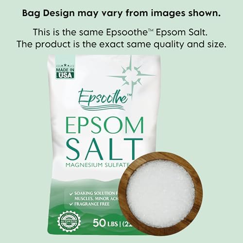 Epsom Bath Salt, Magnesium Sulfate USP, Unscented, Fine Grain, 50 Pound Bag (Packaging May Vary)