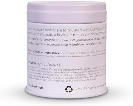 Boka Travel Size Mouthwash Tablets - Hydroxyapatite, Fluoride Free & Alcohol Free - Chewable Tablets to Freshen Breath, Kill Odor Quickly - (90 Pcs, Mint)