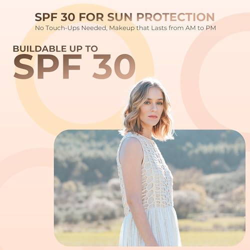 4pc Full Size Kit (Warm Shade) Mineral Makeup Matte Translucent Loose Foundation + Kabuki Brush + Concealer + Finishing Setting Powder + Bare Face Full Coverage SPF 30 All Skin Types Waterproof