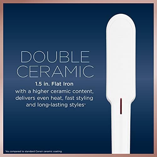 Conair Double Ceramic Flat Iron, 1 1/2-inch , White