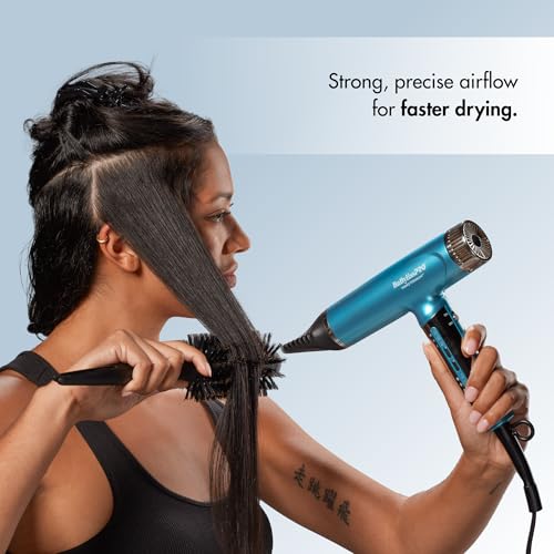 BaBylissPRO Nano Titanium Professional Nano Light Ionic Dual-Voltage Lightweight Hair Dryer, Portable Travel Professional Styling Tool with Diffuser, Blow Dryer Set for All Hair Types