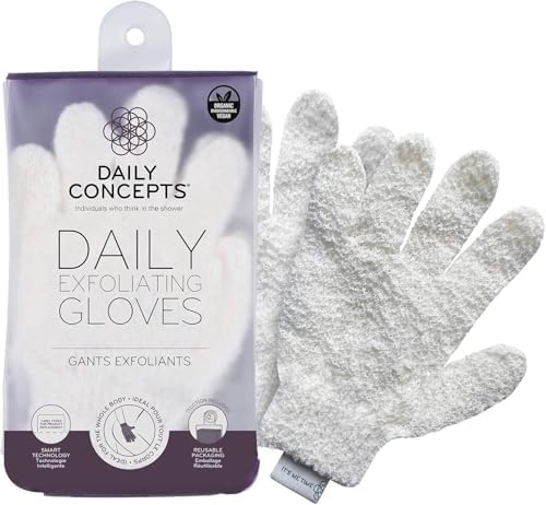 Daily Exfoliating Gloves, Reusable Packaging, Created to Instantly Polish and Remove Any Roughness Away While Increasing Blood Circulation and Renewing Your Skin.