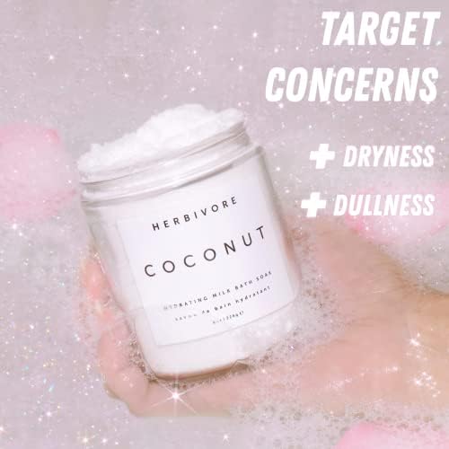 HERBIVORE Coconut Milk Bath Soak | Deeply Hydrating + Skin Softening, Soothing Light Coconut Scent, Vegan, Plant-Based, 237 mL / 8 oz