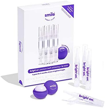 SmileDirectClub Teeth Whitening Kit with Lip Balm - 4 Pack 1.4ml Gel Pens - Professional Strength Hydrogen Peroxide