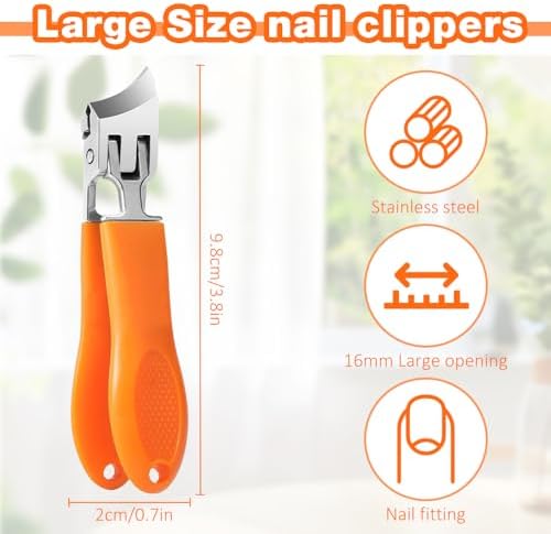 Wide Jaw Opening Anti-Splash Slanted Nail Clipper, Long Handle Splashproof Nail Clippers, Nail Clippers for Ingrown Nails, Wide Mouth Toe Nail Clippers, Household Slanted Nail Clippers (Black)