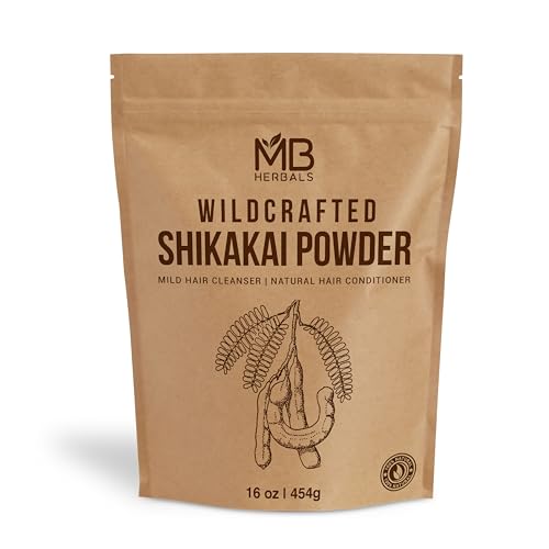 MB Herbals Shikakai Powder 454g | 1 lb | 16 oz | Natural Hair Cleanser & Conditioner | 100% Pure Acacia concinna Fruit Pods Powder from Wildcrafted Shikakai