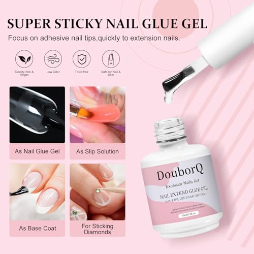Major Dijit Gel Nail Kit - Beginner Gel Nail Set with Nail Drill, 0.5oz 4-in-1 Nail Glue, 500PCS Almond Nail Tips, UV Lamp for Nail Extension & Art