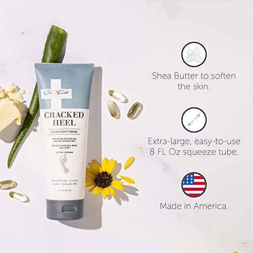 Dr. Foot Cracked Heel Repair Cream 8 Fl Oz - Moisturizing Lotion with Shea Butter & Lactic Acid, Softens Calluses & Dry Skin on Feet