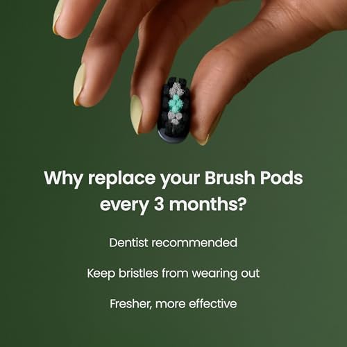 quip Ultra Brush Pod Refill Heads - 4 Pack - Verified quip Brush Head Refills for Sonic Electric Toothbrushes - Soft Bristles, Compact - Last 3 Months Each - Black