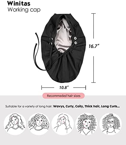 Satin Lined Work Cap with Button for Long Hair Women