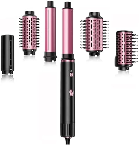 SKIMI Hair Dryer Brush and Blow Dry Brush, Multi-Hot Air Styler with 110000RPM Brushless Motor, Hot Air Brush for Fast Drying Curling Volumizing Straightening&Styling, High-Speed (Black&Blush Red)