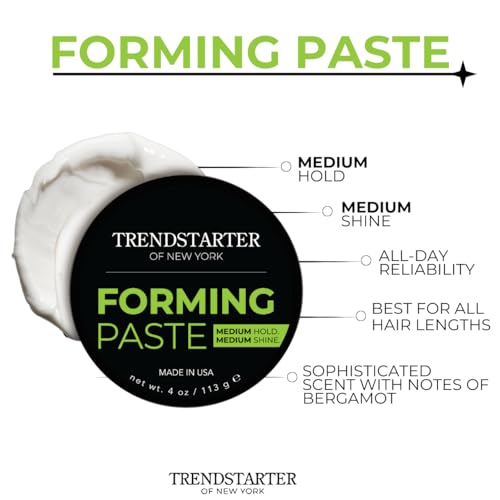 TRENDSTARTER - FORMING PASTE (4oz) - Medium Hold - Medium Shine - Lightweight Water-Based Hair Cream - Premium All-Day Hold Hair Styling Product - Flake-Free Hair Paste for All Hair Types