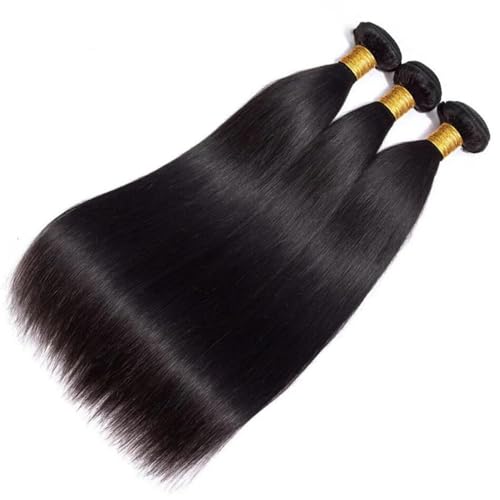 Straight Bundles Human Hair 100% Unprocessed 12A Brazilian Hair 16 18 20 Inch 3 Bundles Deals Human Hair Double Weft Natural Black
