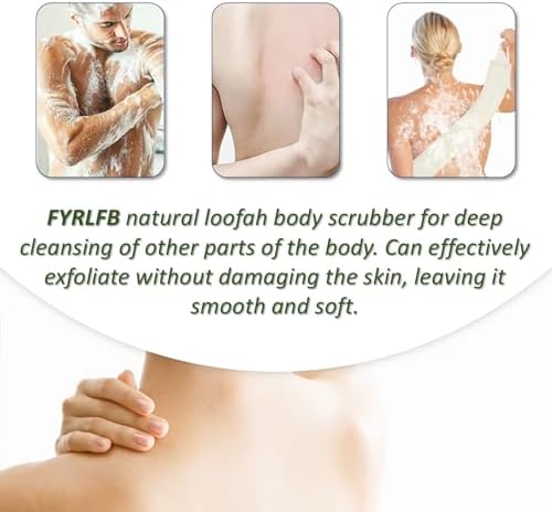 Natural Loofah Exfoliating Body Scrubber for Men and Women, Loofah with Handle, Exfoliating Back Scrubber for Shower Set, Luffa Sponge to Clean & Relax Your Body Deeply (2 Pack)