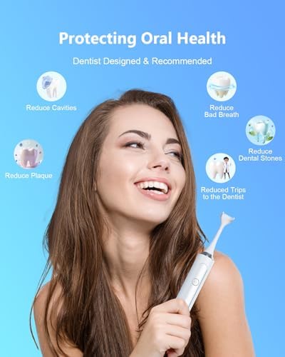 Rechargeable Electric Flosser 4-Speed with 60 Heads & Tongue Cleaner - Wireless Charging Dental Flosser for Adults, Kids, Gum Care - Water Flosser Alternative, Dentist-Approved Flossing Tool