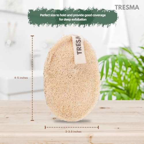 Natural Loofah Body Sponge, Plant-Based Exfoliating Scrubber for Men & Women, Organic Loofahs for Deep Cleansing & Skin Smoothing (3 Pack)