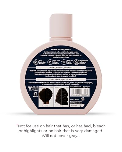 Glaze Supergloss Color Conditioning Gloss With Dispensing Pump – Hydrating Semi-Permanent Color Hair Gloss & Shine Boost – For Dark Brown Hair to Black Hair – 6.4 Fl Oz - Luminous Licorice