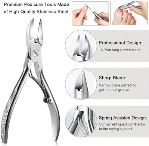 Podiatrist Nail Clippers, Professional Thick & Ingrown Toenail Clippers for Men & Seniors,Pedicure Clippers Toenail Cutters, Super Sharp Curved Blade Grooming Tool