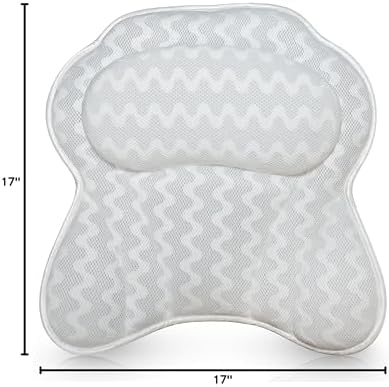Bath Pillow for Tub, Luxury Bathtub Pillow Head and Neck Support, Relaxing Spa Cushion Head Rest for Tub, Bathtub Accessories for Women and Men with Quick Drying 3D Air Mesh Portable Washable