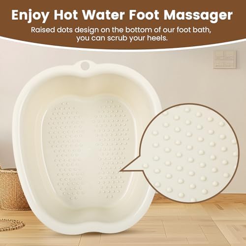 Foot Soaking Bath Basin, Soaking Tub, Large Basin, Feet Pedicure|Foot Massager, Ideal for Relaxation & Stress Relief - Perfect for Home & Spa Use (White)