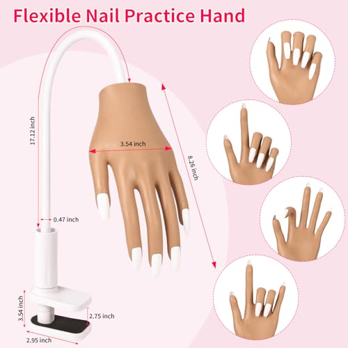 Practice Hand for Acrylic Nails - Nail Tips Won't Fall off Again- Flexible Fake Nail Mannequin Hand Practice for Training