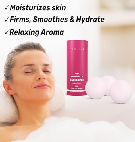 Rose Vanilla Bath Bomb Mega Foaming Bubbles Infused with Vanilla Jasmine Luxurious Spa Bath Essentials Nourishing Dry Skin Stress Relief Bath Gift