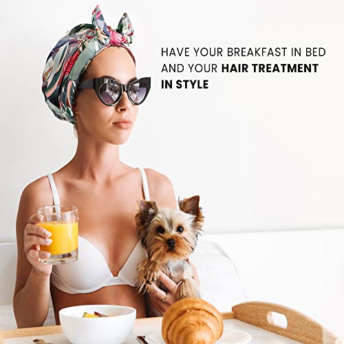 Reusable Shower Cap for Women Reusable Waterproof – Leakproof, Nonslip Hair Cap for Shower Flexiband – Soft, Breathable, Durable Mother’s Day Shower Caps by SMPL OBJECTS