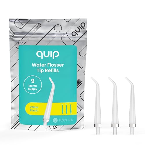 quip Water Flosser Tip Refills - Cordless Water Flosser Refill Tips - Teeth Cleaner Pick with 360 Degree Rotating Replaceable Tip, Rechargeable Water Dental Pick Refills - 3 ct