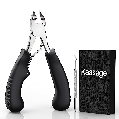 Nail Clipper for Ingrown or Thick Nail, Kaasage Podiatrist Toenail Clippers with Surgical Stainless Steel Sharp Curved Blades & Anti-Slip Handle, Professional Nail Cutter for Men, Women and Seniors