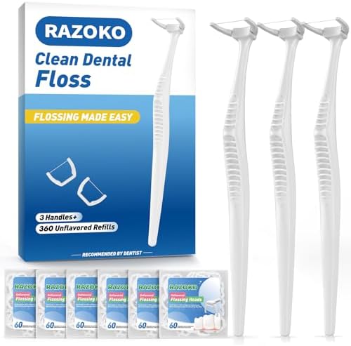 Dental Floss Picks, Clean Dental Flossers Kit with 3 Handles and 360 Extra Strength Refills
